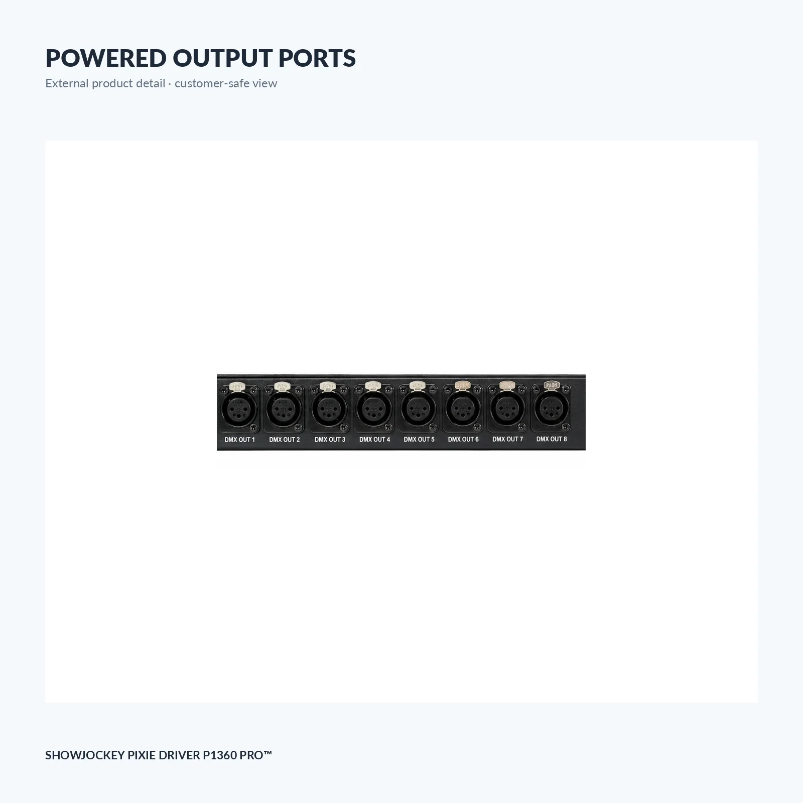 Powered output port detail of the SHOWJOCKEY Pixie Driver P1360 Pro
